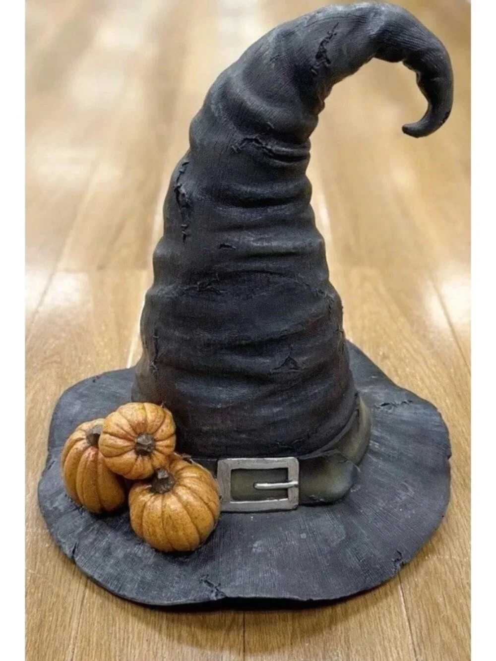 Halloween Extra Large Tattered Resin Witch Hat With Mini Pumpkins/Gourds Viral